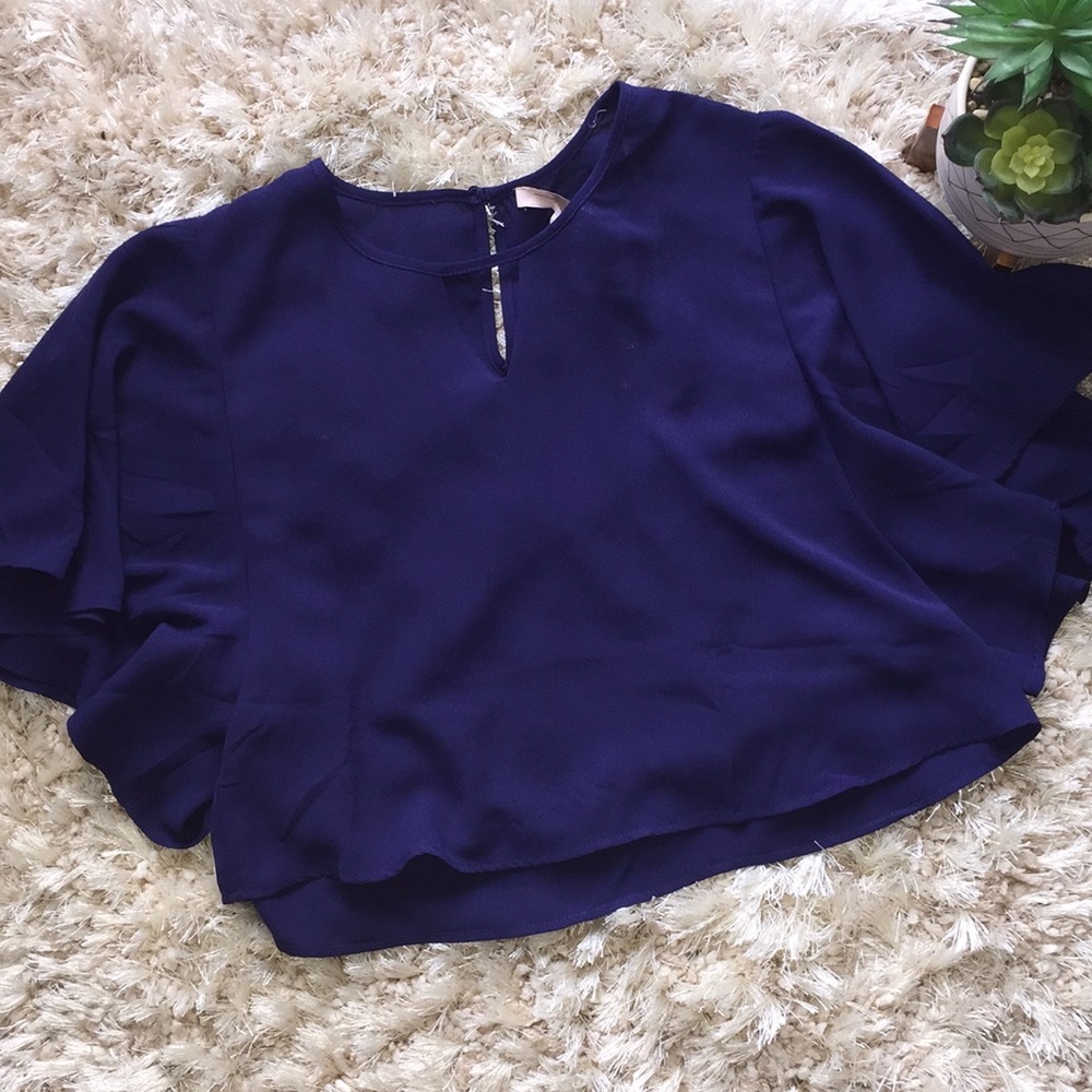 blouse cropped blue NWT size small